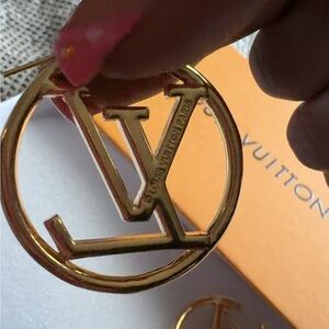 Louis Vuitton Circular Gold HOOP Logo Earrings